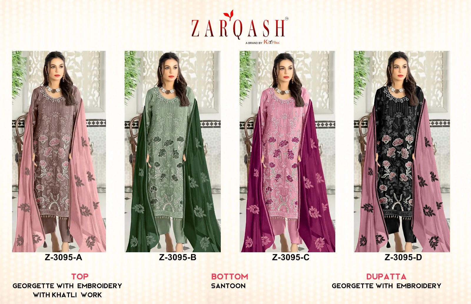 Zarqash Z 3095 Georgette Wholesale Pakistani Salwar Suit Catalog — Wholesale Pakistani Suits, MPA wholesale from Surat — view 8